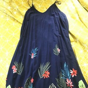 Navy blue flowered maxi dress